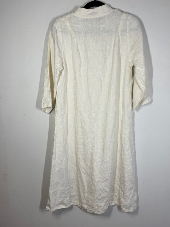 Vintage Harve Benard Linen Dress Cream Embroidered Midi Minimalist Casual - Picture 9 of 16